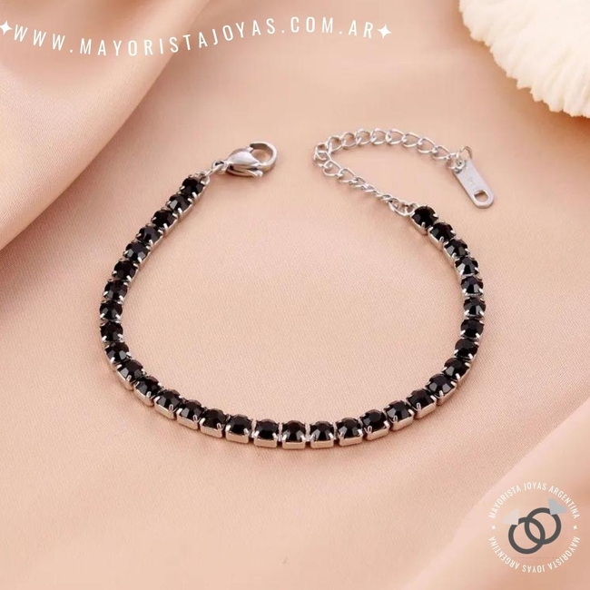 PULSERA ACERO Y CUBICS (BAP0123N)