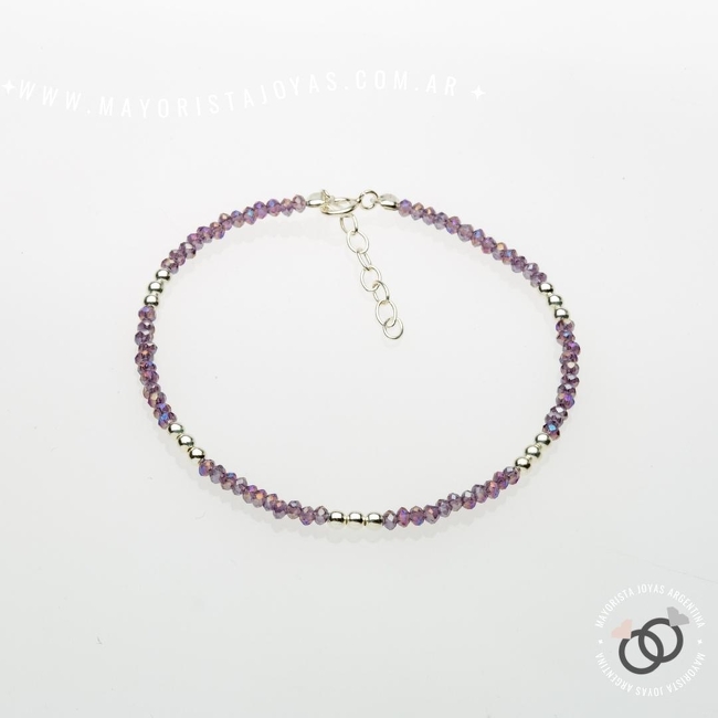 PULSERA PLATA Y CRISTAL (PBC194)