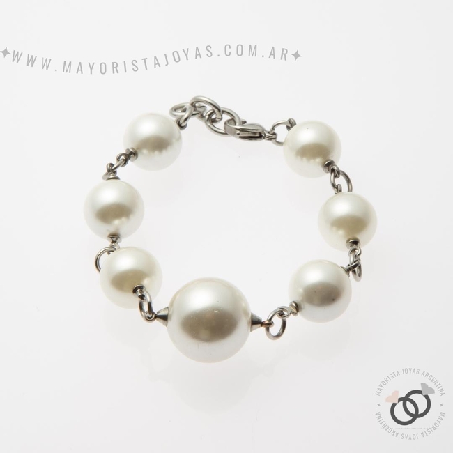 PULSERA ACERO Y PERLAS (BAP063)