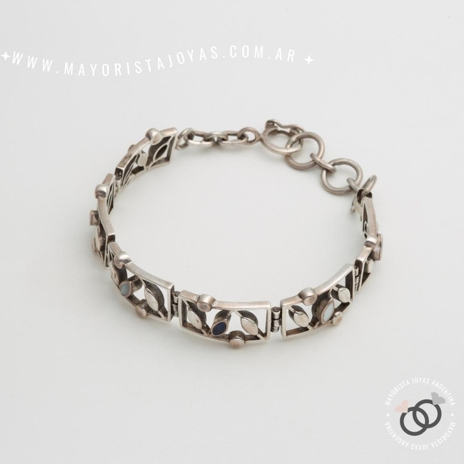 PULSERA PLATA Y PIEDRAS (PBN0115)
