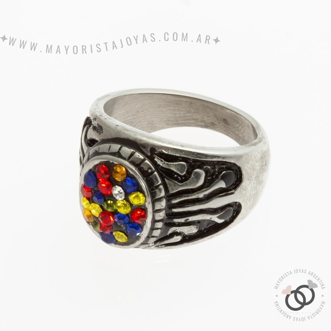 ANILLOS ACERO Y CRISTAL (AAC160)