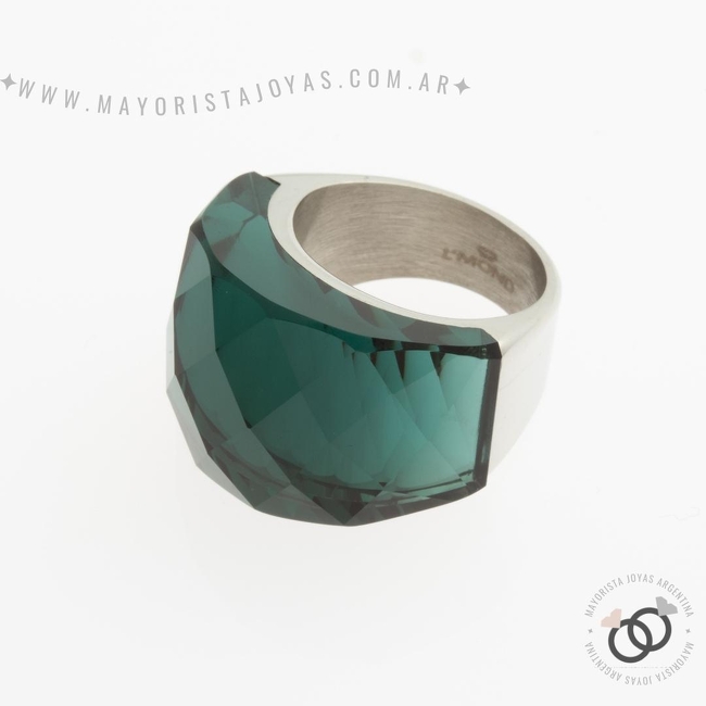 ANILLO ACERO Y CRISTAL (AAC194)