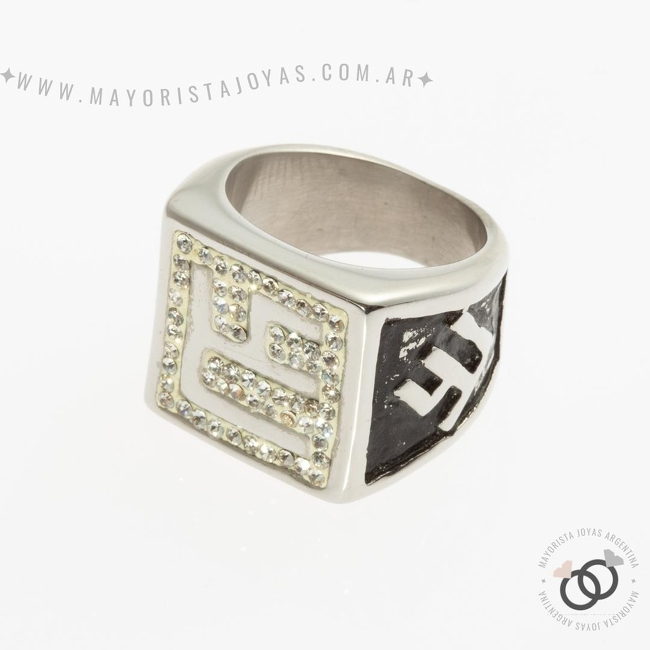 ANILLOS ACERO Y CRISTAL (AAC159)
