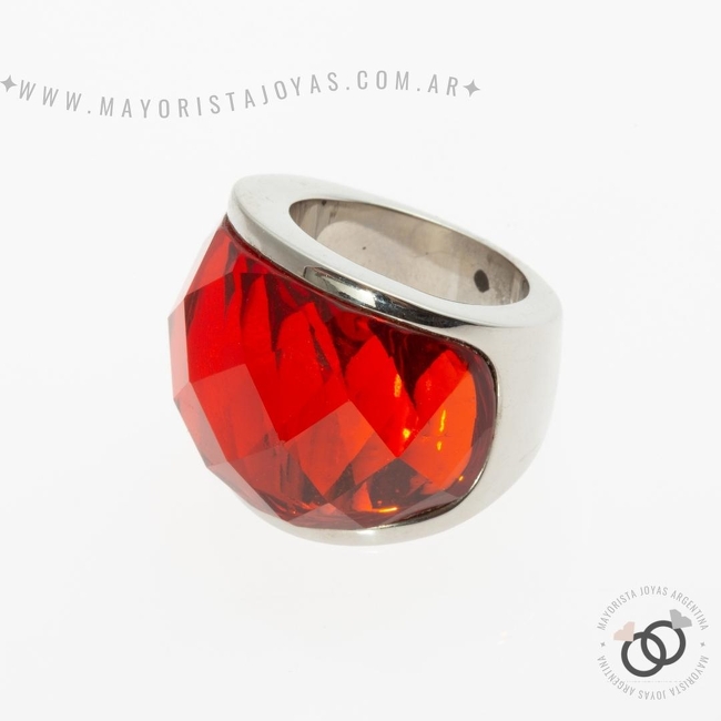 ANILLO ACERO Y CRISTAL (AAC184)