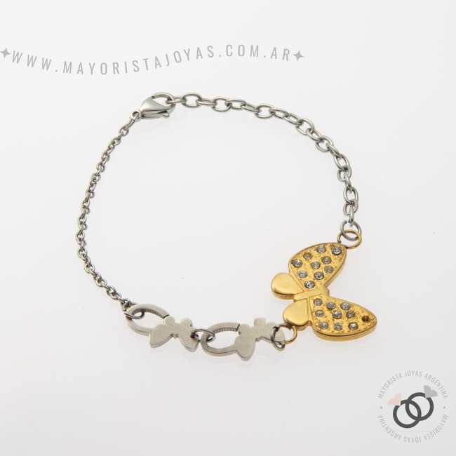 PULSERA ACERO Y CUBICS (BAP068)
