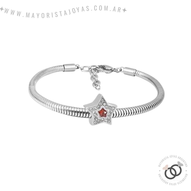 PULSERA ACERO Y CUBICS (BAP0107)