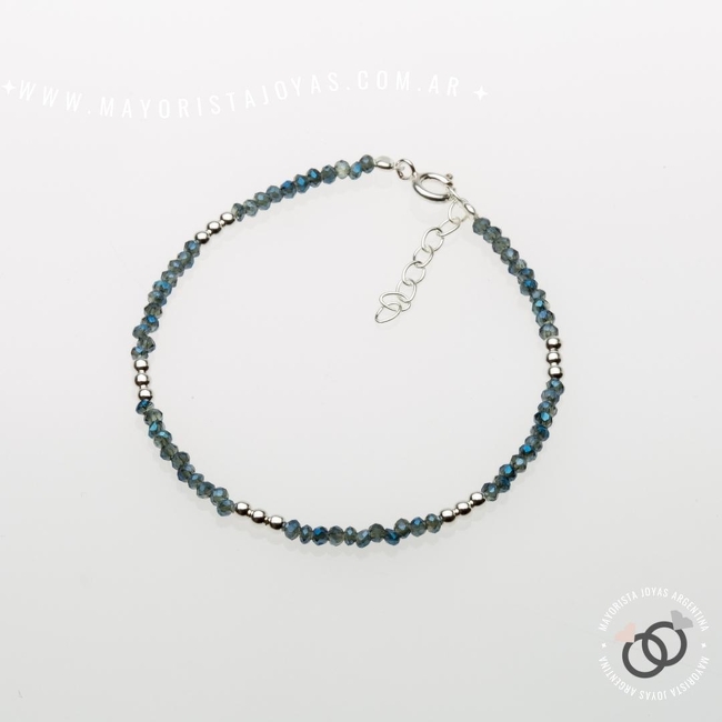 PULSERA PLATA Y CRISTAL (PBC206)