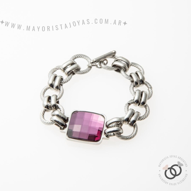 PULSERA ACERO Y CRISTAL (BAP050)