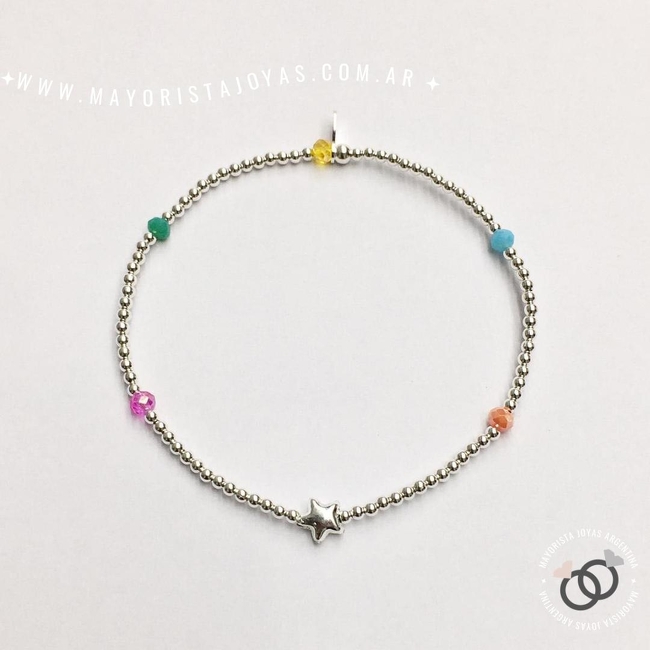 PULSERA PLATA Y CRISTAL (PBC189)