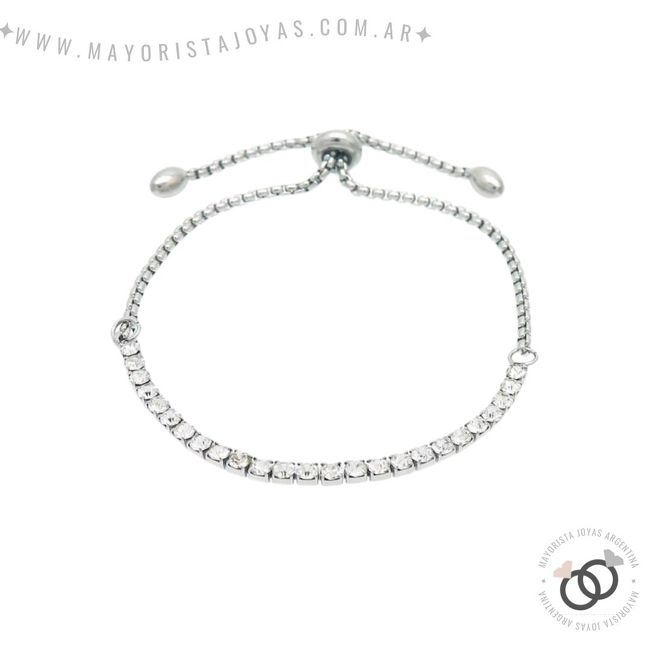 PULSERA ACERO Y CUBICS (BAP0109)