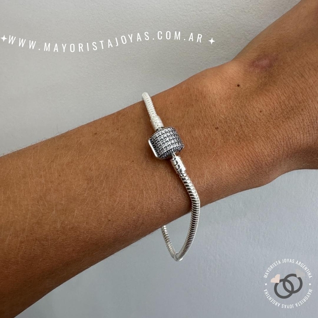 PULSERA PLATA Y CUBIC (PBZ0147)