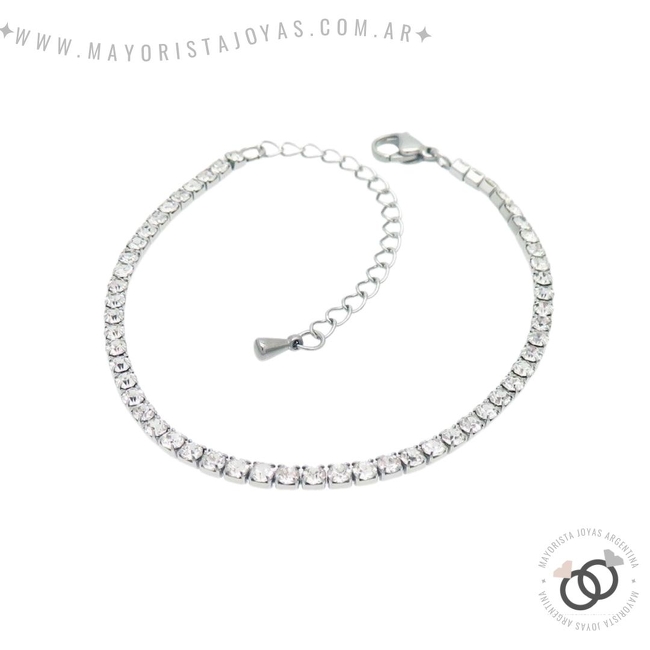 PULSERA ACERO Y CUBICS (BAP0108)
