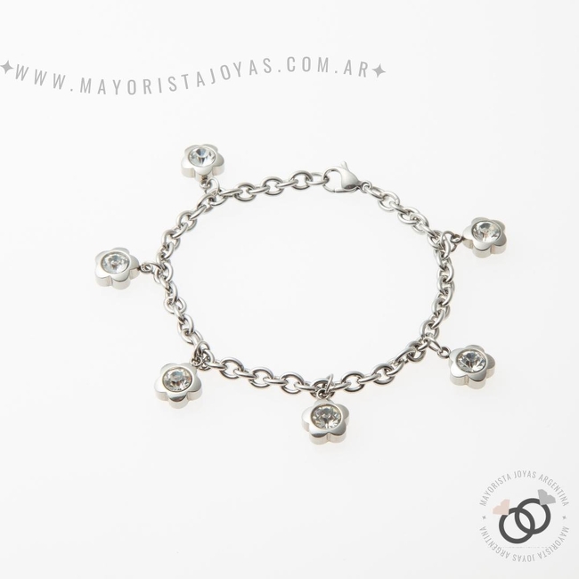 PULSERA ACERO Y CUBICS (BAP041)