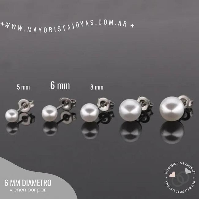 AROS ACERO Y PERLA 6MM (AQP078)