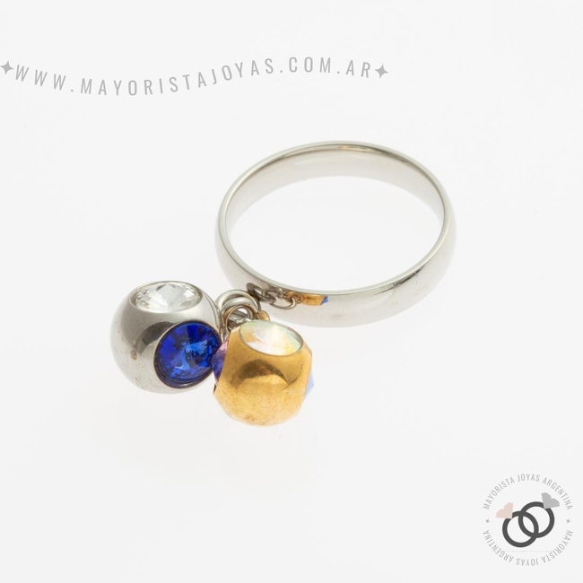 ANILLO ACERO Y CRISTAL (AAC190)