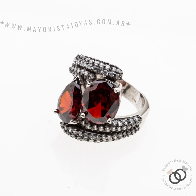 ANILLO  PLATA Y  CRISTAL (PAC0280R)