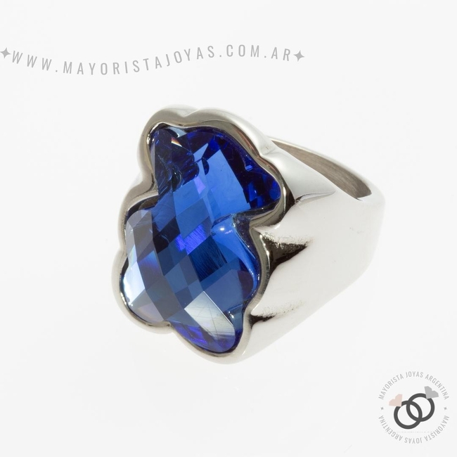 ANILLO ACERO Y CRISTAL (AAC205)
