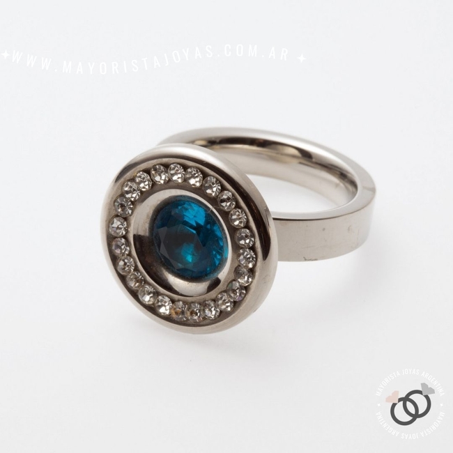 ANILLO ACERO Y CRISTAL (AAC0001)