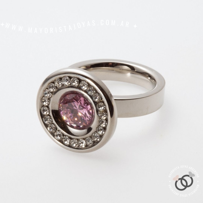 ANILLO ACERO Y CRISTAL (AAC0003)