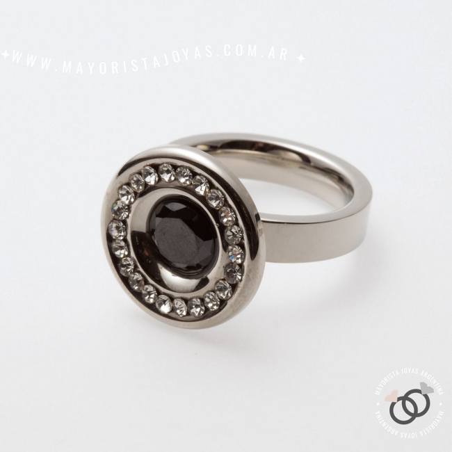ANILLO ACERO Y CRISTAL (AAC0004)