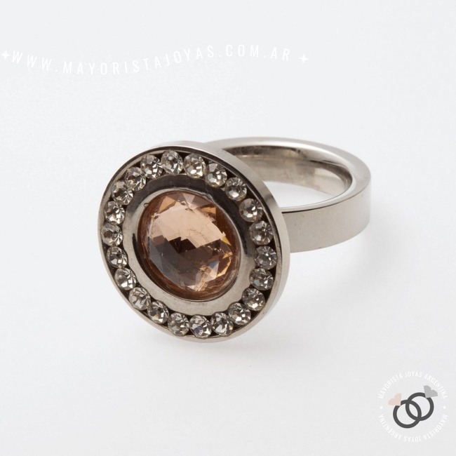ANILLO ACERO Y CRISTAL (AAC007)