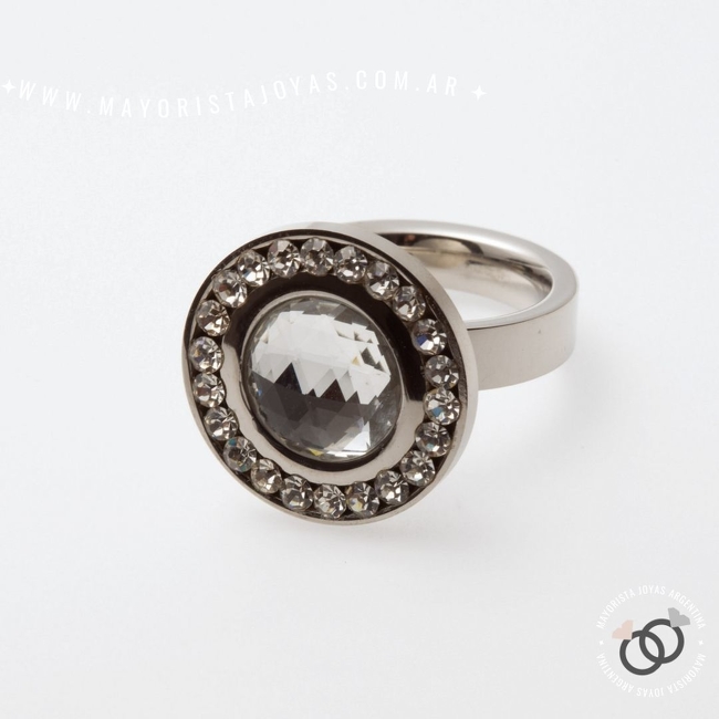 ANILLO ACERO Y CRISTAL (AAC008)