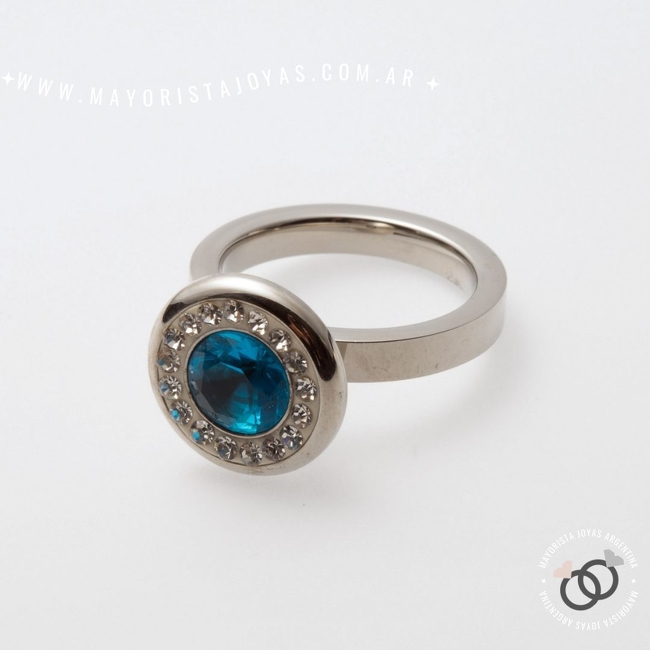 ANILLO ACERO Y CRISTAL (AAC009)