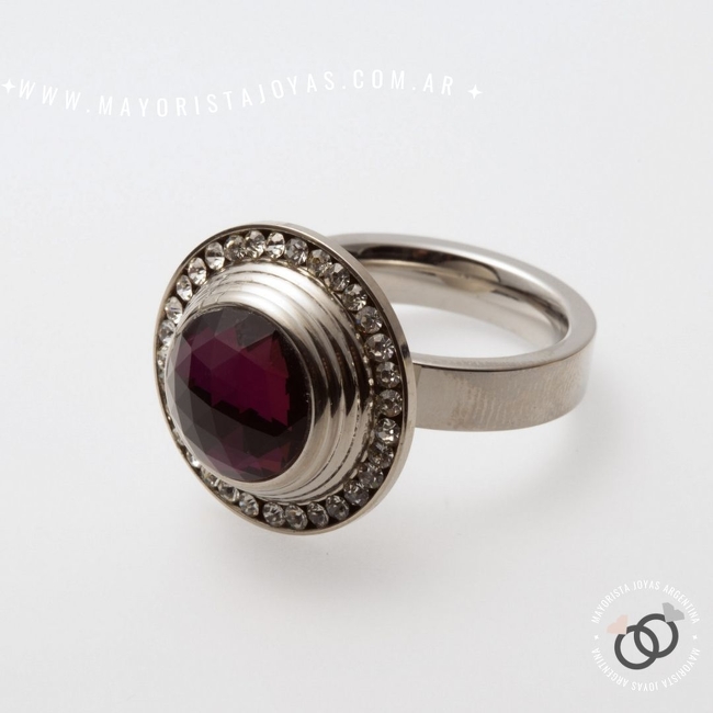 ANILLO ACERO Y CRISTAL (AAC015)
