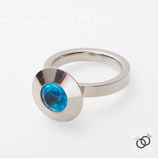 ANILLO ACERO Y CRISTAL (AAC017)