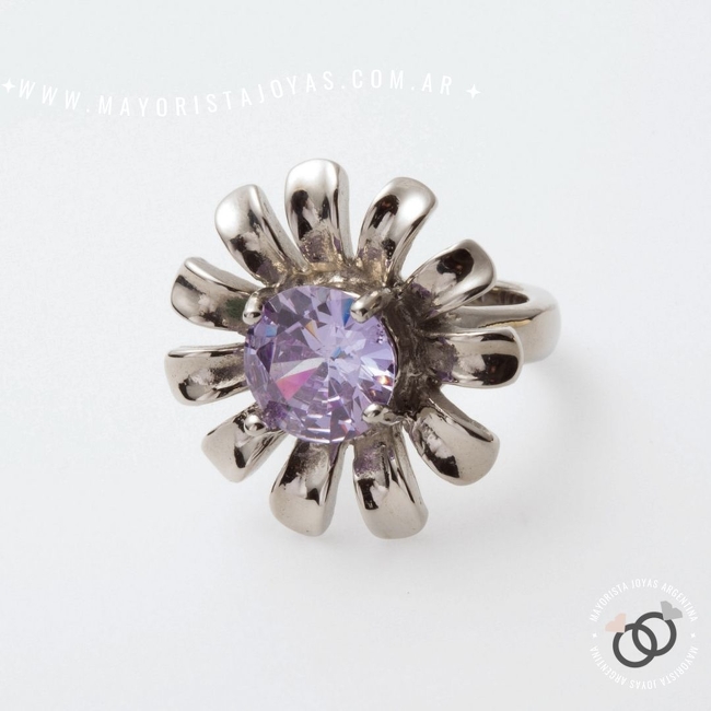 ANILLO ACERO Y CRISTAL (AAC020)