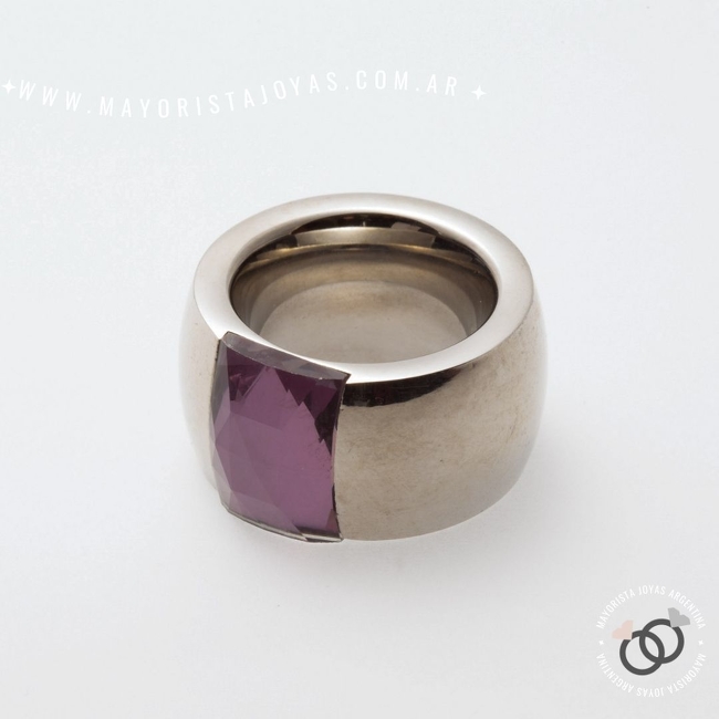 ANILLO ACERO Y CRISTAL (AAC026)