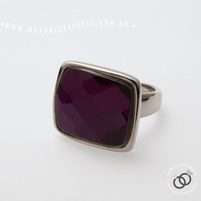 ANILLO ACERO Y CRISTAL  (AAC033)