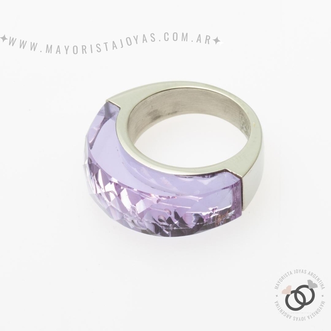 ANILLO ACERO Y CRISTAL (AAC060)