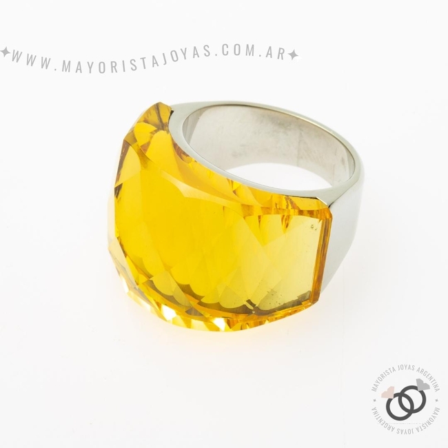 ANILLO ACERO Y CRISTAL (AAC062)