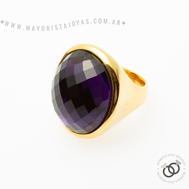 ANILLO ACERO Y CRISTAL (AAC067)