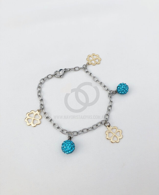PULSERA ACERO Y CRISTAL  (6662)