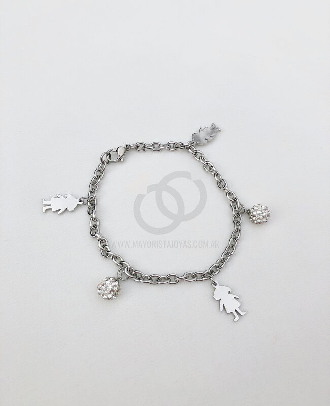 PULSERA ACERO Y CRISTAL (6668)
