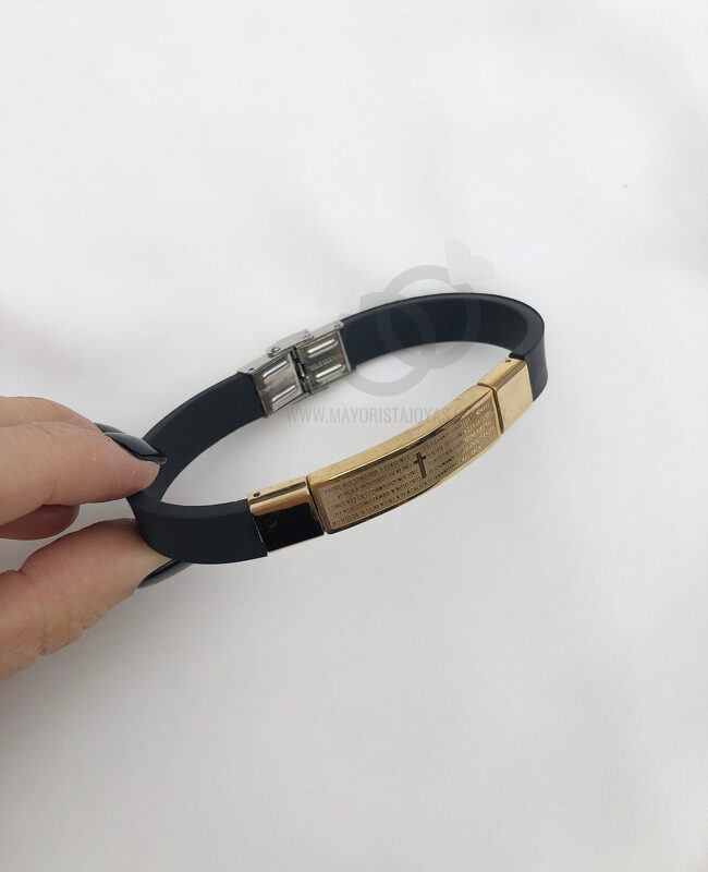 PULSERA ACERO Y CAUCHO (6555)