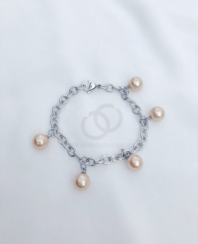 PULSERA ACERO Y PERLAS (6248)
