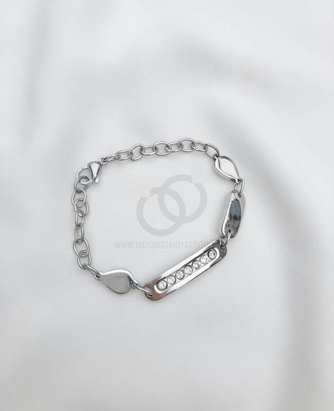 PULSERA ACERO Y CRISTAL (6282)