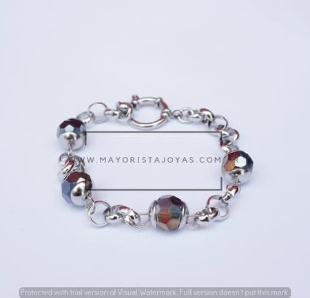 PULSERA ACERO Y CRISTAL (6872)