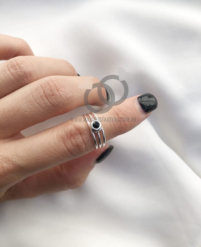 ANILLO MIDI CUBIC NEGRO (PAC028)