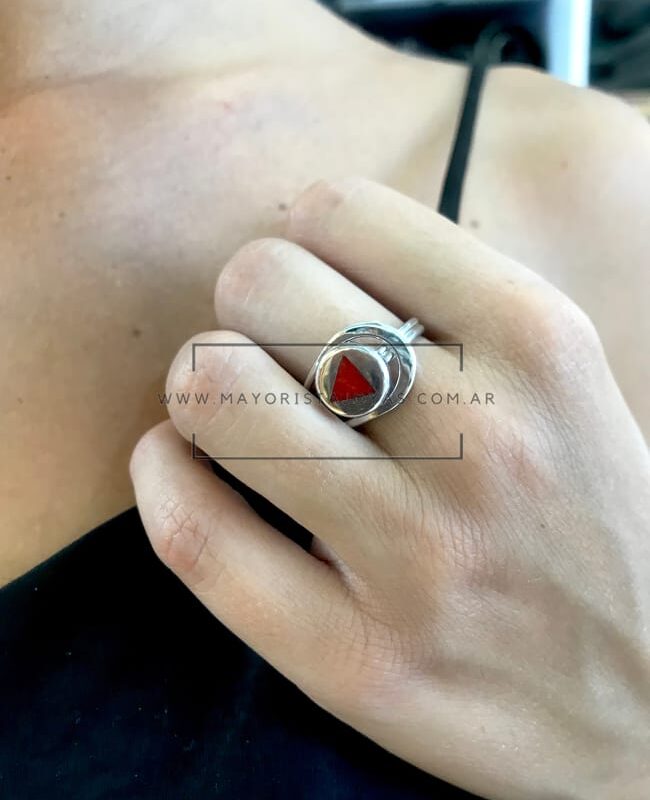 ANILLO TRIÁNGULO ROJO (PAP010)