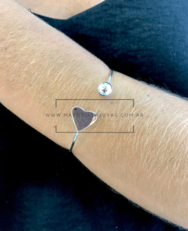 PULSERA PINZA BOLITA CORAZÓN (PPR013)