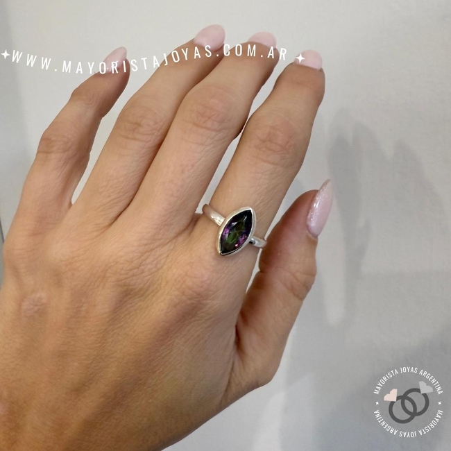 ANILLO PLATA Y PIEDRA  (PAP0466)