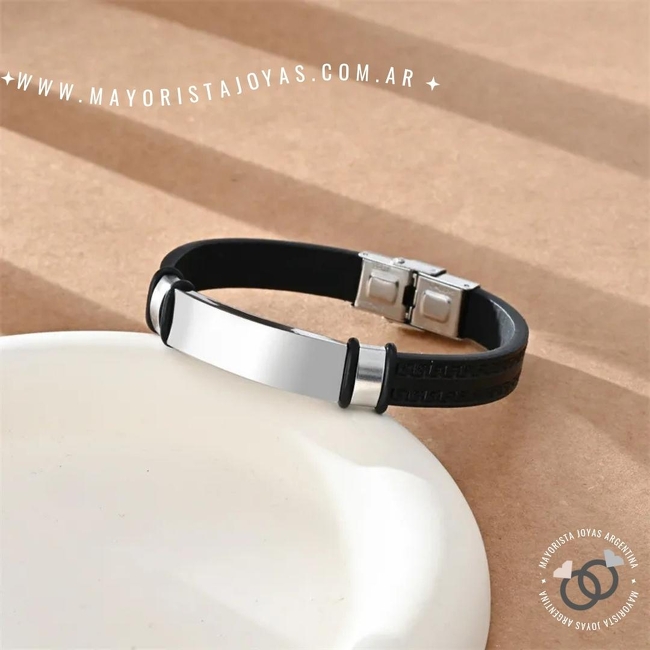 PULSERA DE ACERO Y CUERO (BAC0031)