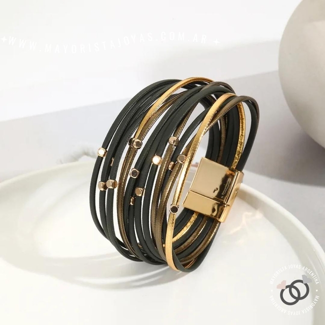 PULSERA DE ACERO Y CUERO (BAC0032)