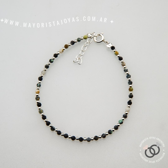 PULSERA PLATA Y PIEDRAS (PBN0131)