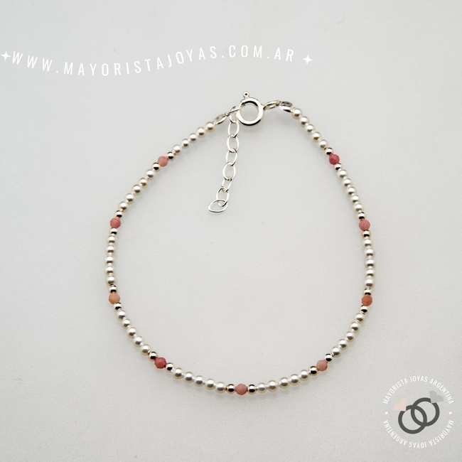 PULSERA PLATA Y PIEDRAS (PBN0134)