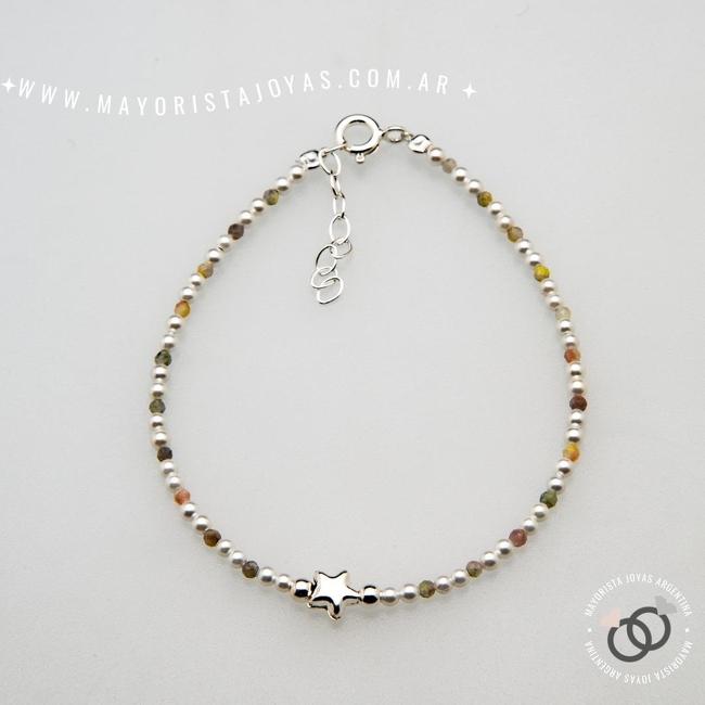PULSERA PLATA Y PIEDRAS (PBN0125)